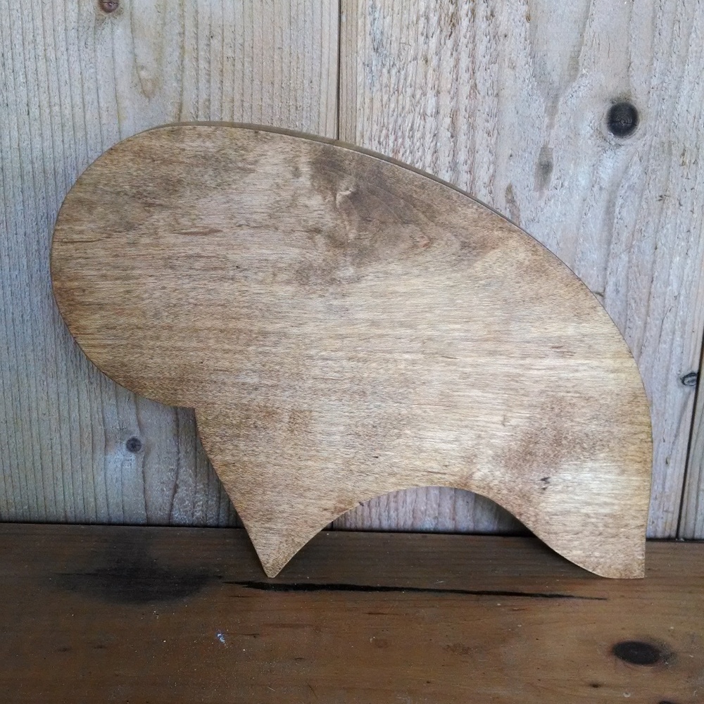 Buffalo Shape Wood Sculpture 7 1/4 x 9 1/2